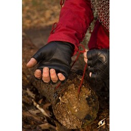 Guantes de cuero sin dedos, negros - Celtic Webmerchant