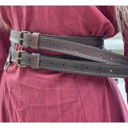 Double Viking belt Floki, dark brown - Celtic Webmerchant