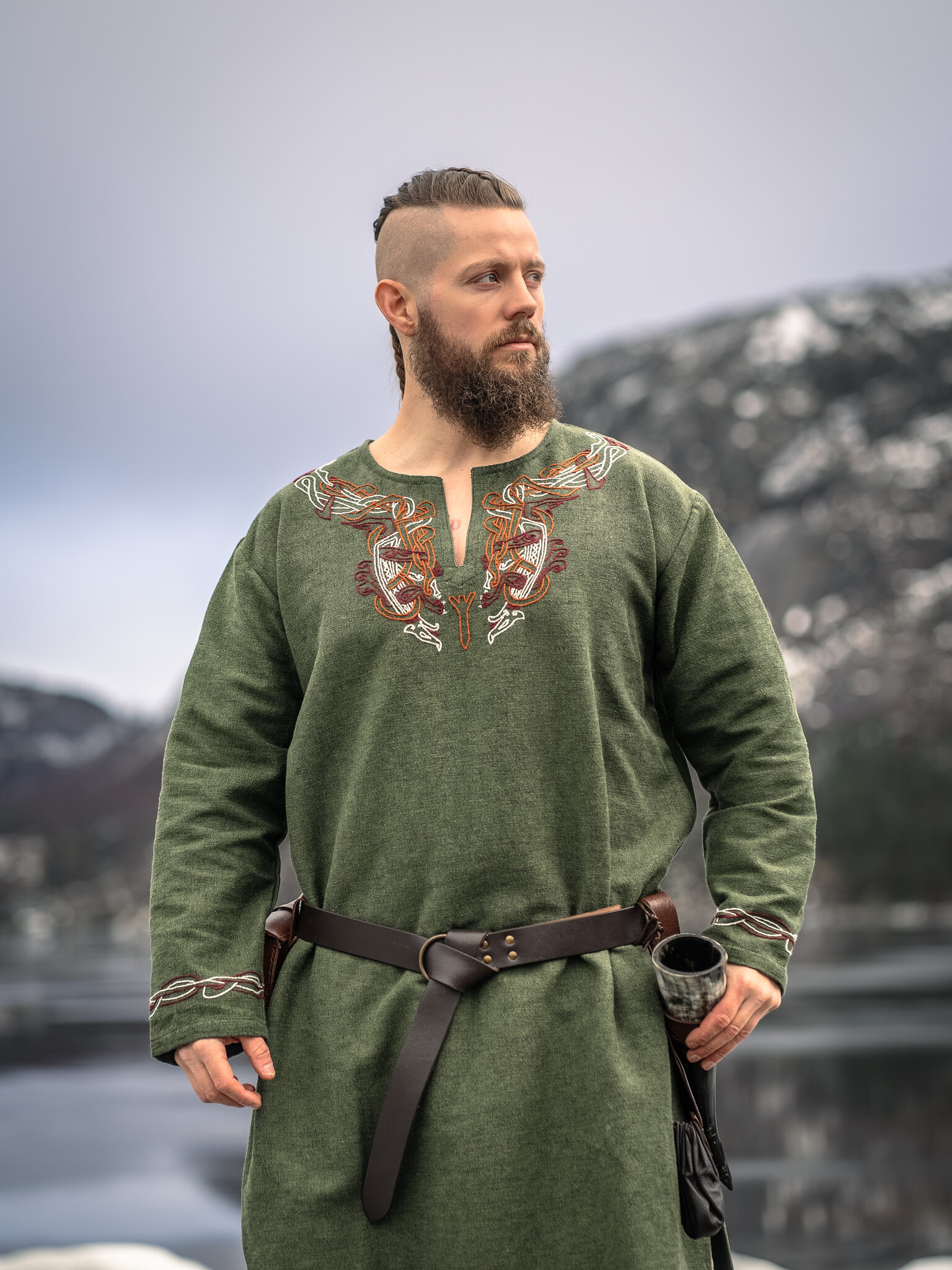 Viking tunic Urnes style, green - CelticWebMerchant.com