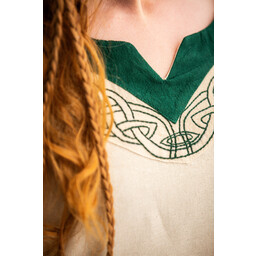 Vestido vikingo Lagertha, natural-verde - Celtic Webmerchant