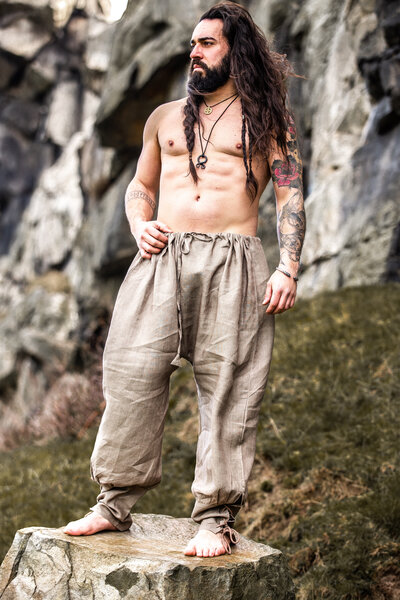 Pantalon viking en lin odin, gris - Celtic Webmerchant