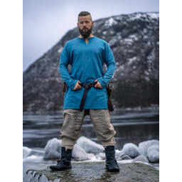 Tunique viking en lin Ragnar, bleu - Celtic Webmerchant