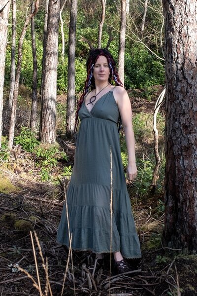 Godinnen Jurk Athena, natuurgroen - Celtic Webmerchant