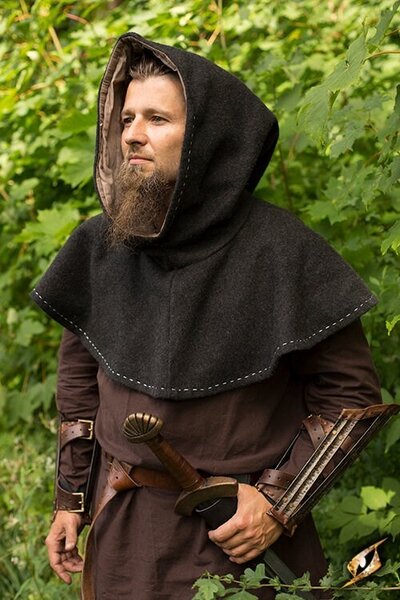 Medeltida chaperon Erhard, mörkgrå - Celtic Webmerchant