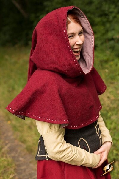 Chaperon medievale Erhard, rosso - Celtic Webmerchant