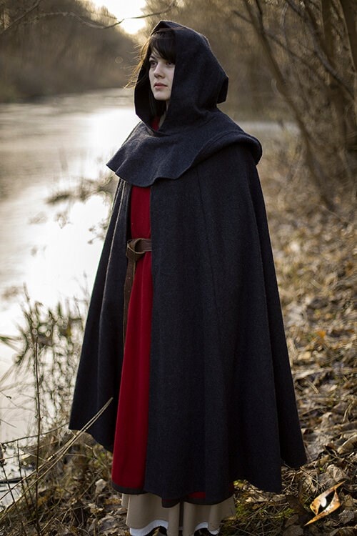 Medieval hooded cloak Thomas, grey - CelticWebMerchant.com