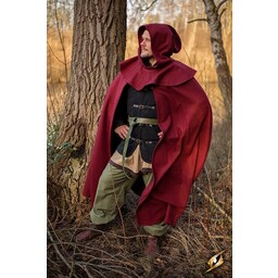 Medieval hooded cloak Thomas, red - Celtic Webmerchant