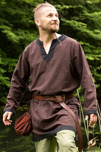 Medieval long-sleeved tunic brown - Celtic Webmerchant
