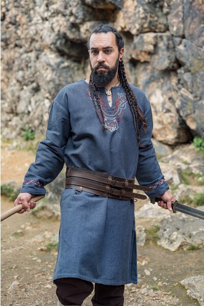Vikingtunika varg Fenrir, blågrå - Celtic Webmerchant