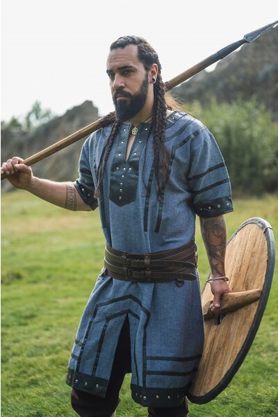 Wikingertunika Rollo, blau-grau - Celtic Webmerchant