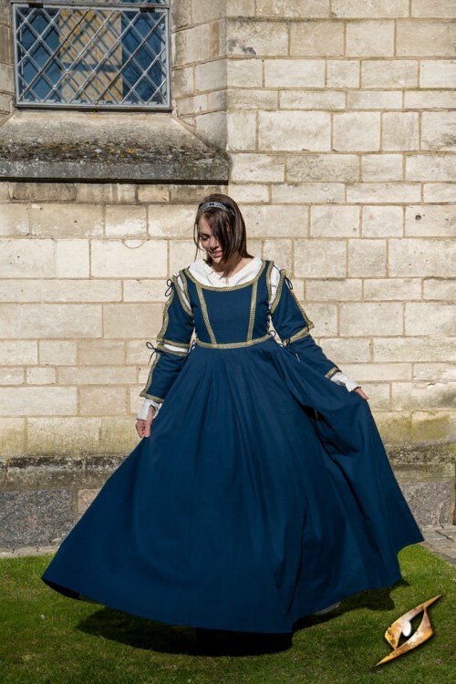 Renaissance dress Lucrezia, blue 