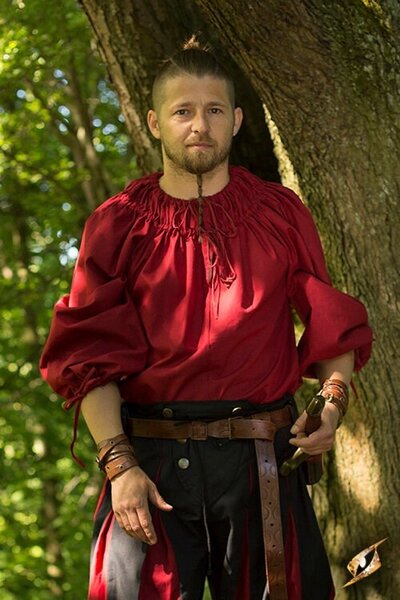 Renässansskjorta Cosimo, röd - Celtic Webmerchant