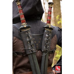 RFB Dubbele LARP zwaardhouder, bruin-zwart - Celtic Webmerchant