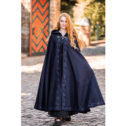 Embroidered cloak Damia with fibula, blue - Celtic Webmerchant