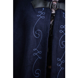 Embroidered cloak Damia with fibula, blue - Celtic Webmerchant