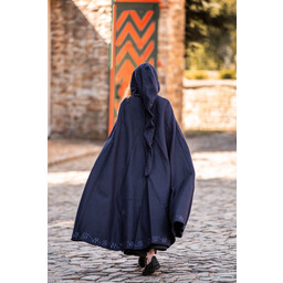 Embroidered cloak Damia with fibula, blue - Celtic Webmerchant