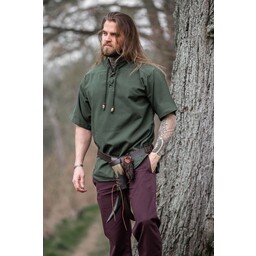 Medieval shirt with short sleeves, green - Celtic Webmerchant