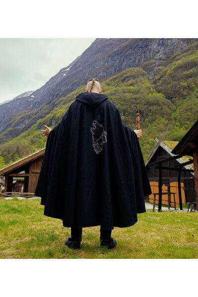 Płaszcz wikinga Fenrir, czarny - Celtic Webmerchant