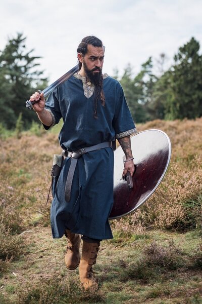 Tunique celtique, manches courtes, bleu - Celtic Webmerchant