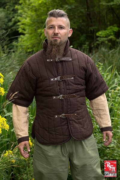 RFB Short sleeved belt gambeson, brown - Celtic Webmerchant