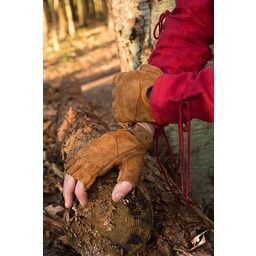 Suede leather fingerless gloves, brown - Celtic Webmerchant