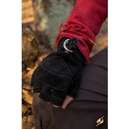 Suede leather fingerless gloves, black - Celtic Webmerchant
