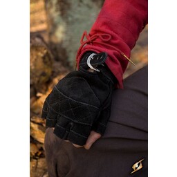 Suede leather fingerless gloves, black - Celtic Webmerchant