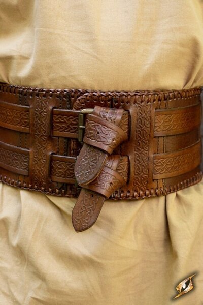 Tailleriem Keltische knopen, bruin - Celtic Webmerchant