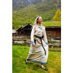 Viking jurk Lagertha, naturel-blauw - Celtic Webmerchant