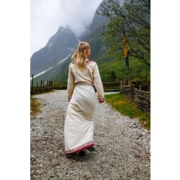 Viking jurk Lagertha, naturel-rood - Celtic Webmerchant