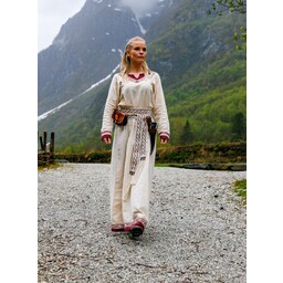 Viking jurk Lagertha, naturel-rood - Celtic Webmerchant
