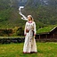 Vestido vikingo Ladgerda, natural-rojo - Celtic Webmerchant