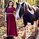Leonardo Carbone Renæssance kjole med korte ærmer, rød - Celtic Webmerchant