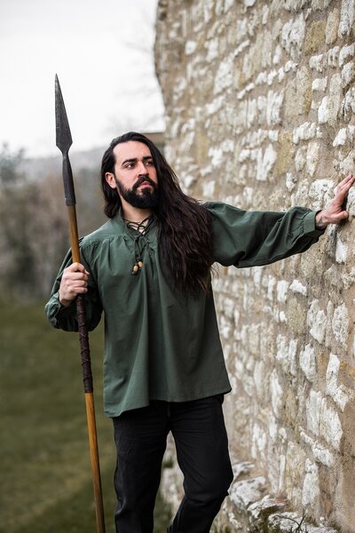 Średniowieczna koszula Friedrich, zielony - Celtic Webmerchant