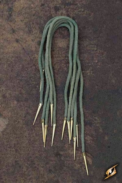 Legare merletti con aiglets, set di 6, verde - Celtic Webmerchant