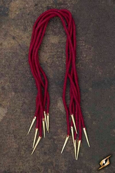 Tie laces with aiglets, set of 6, red - Celtic Webmerchant