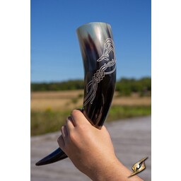 Viking drikker horn midgard slange, mørk - Celtic Webmerchant