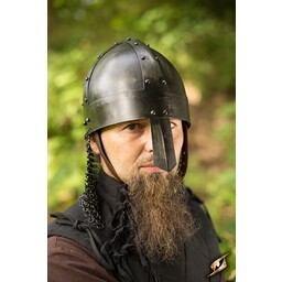 Spangenhelm vichingo con cotta di maglia, scuro - Celtic Webmerchant