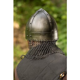 Spangenhelm vichingo con cotta di maglia, scuro - Celtic Webmerchant