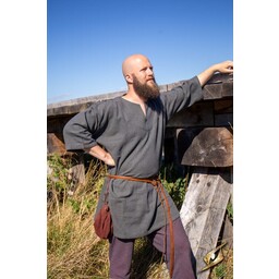 Viking tunic Arvis, herringbone pattern, Ranger grey - Celtic Webmerchant