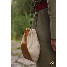 Wool-leather pouch, beige-brown - Celtic Webmerchant