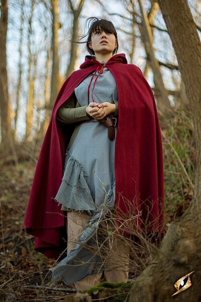 Wollcape mit Kapuze, dunkelrot - Celtic Webmerchant