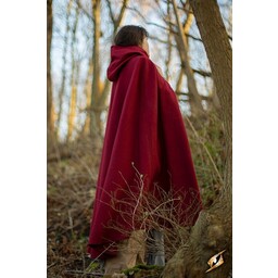 Wollen cape met capuchon, donkerrood - Celtic Webmerchant
