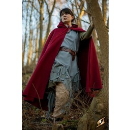 Wollen cape met capuchon, donkerrood - Celtic Webmerchant