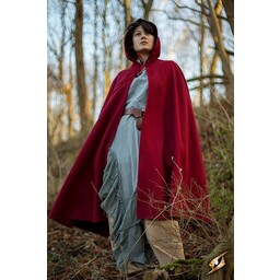Wollen cape met capuchon, donkerrood - Celtic Webmerchant