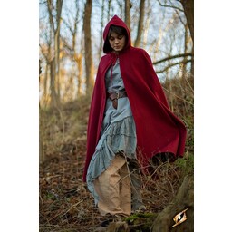 Wollen cape met capuchon, donkerrood - Celtic Webmerchant