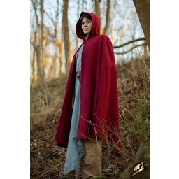 Capa de lana con capucha, 100% de lana, de color rojo oscuro - Celtic Webmerchant