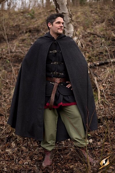 Wollcape mit Kapuze, grau - Celtic Webmerchant