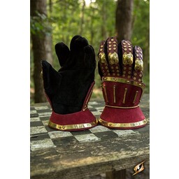 Luxuriöse Sanduhr gauntlets, rot-gold - Celtic Webmerchant