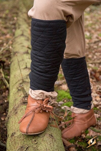 Zwarte gambeson beenbeschermers, paar - Celtic Webmerchant